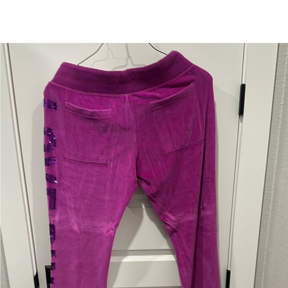 L Vintage VS PINK Pink Velour Sequin Hoodie and Pants Set - Picture 5 of 5